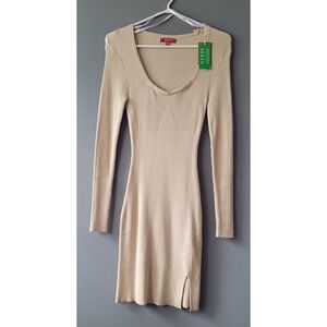 Guess Women's Fitted Mini Knit Stretch Sweater Dress Long Sleeve Small